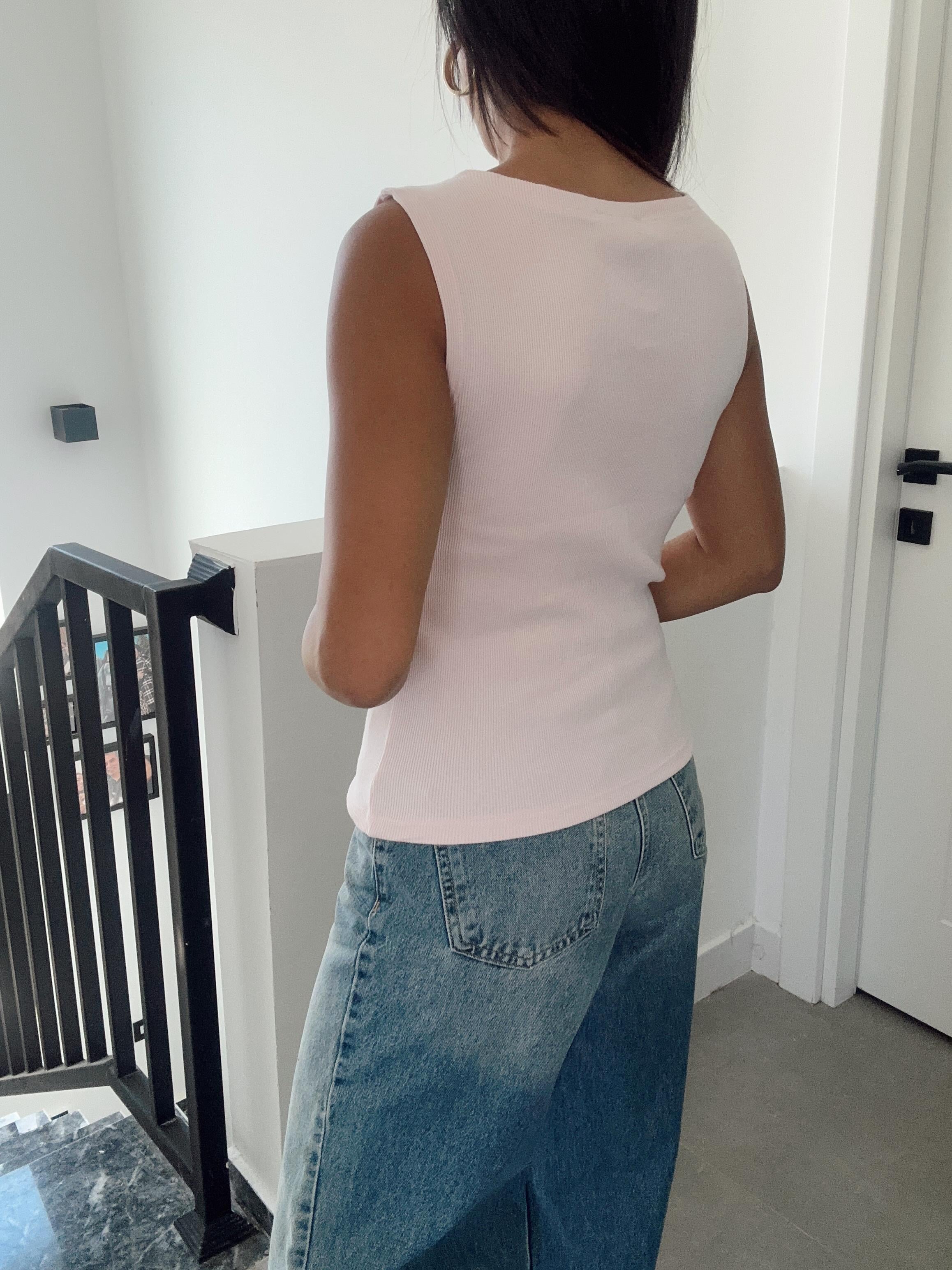 Toz Pembe Düğmeli Örme Yelek