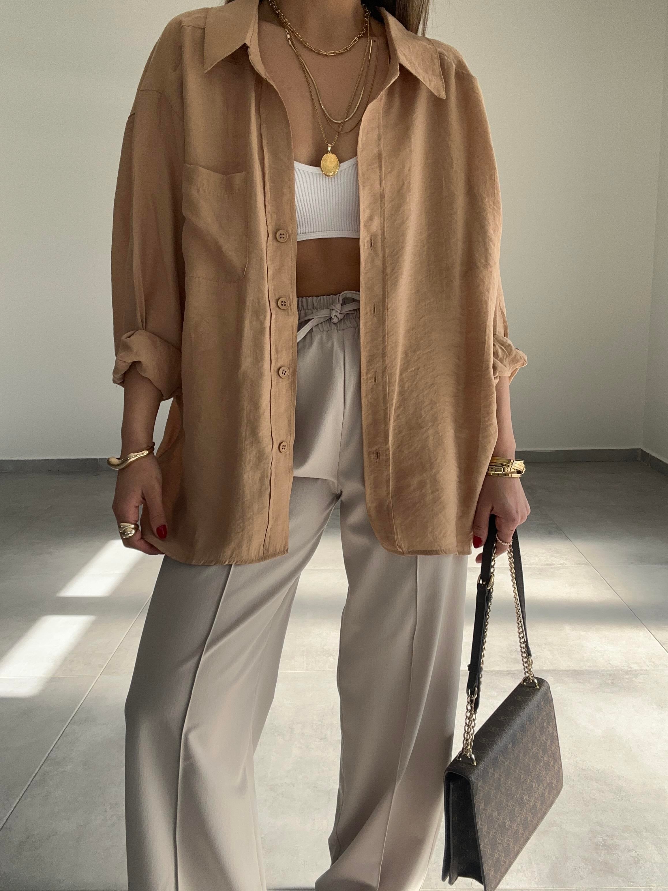 Vizon  Düşük Omuz Gömlek