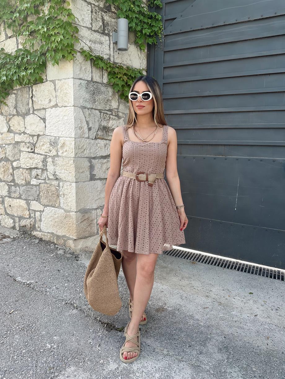 Vizon Kare Yaka Fisto Elbise