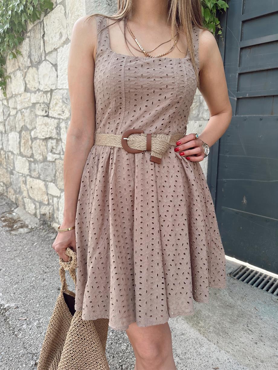 Vizon Kare Yaka Fisto Elbise