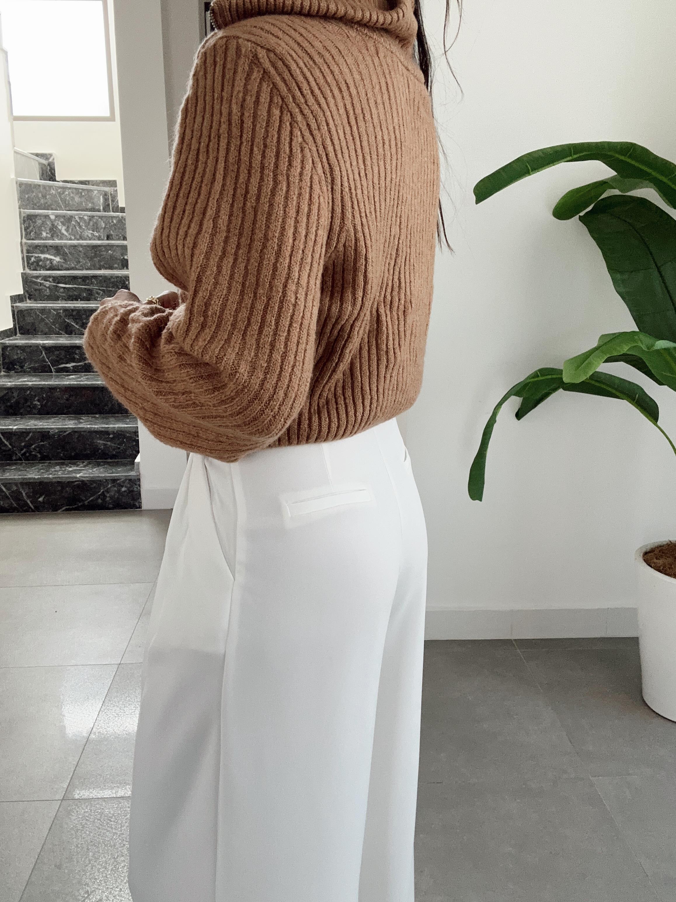 Vizon Polo Yaka Fermuarlı Triko Kazak