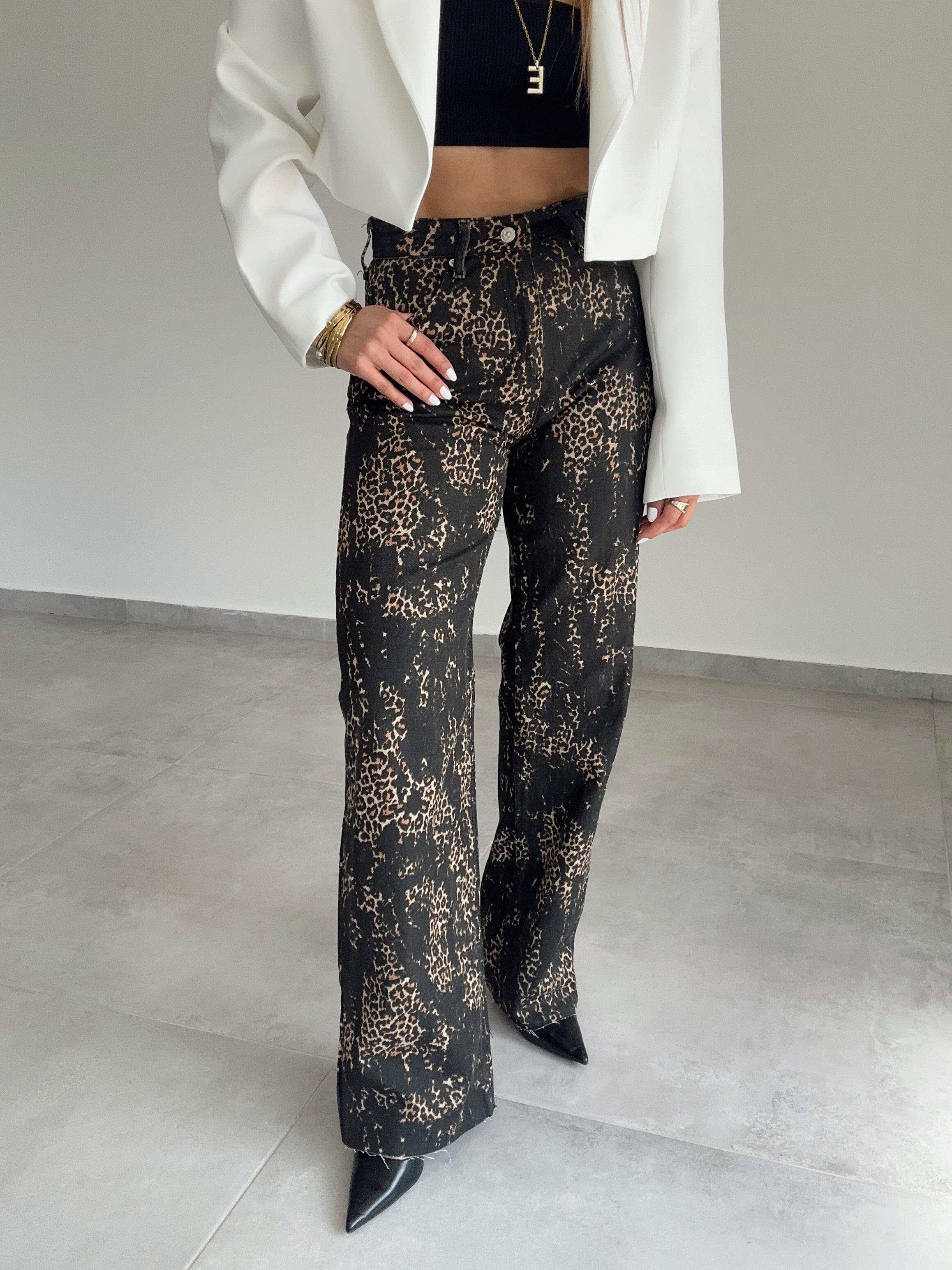 Vizon-Siyah Leopar Palazzo Jean