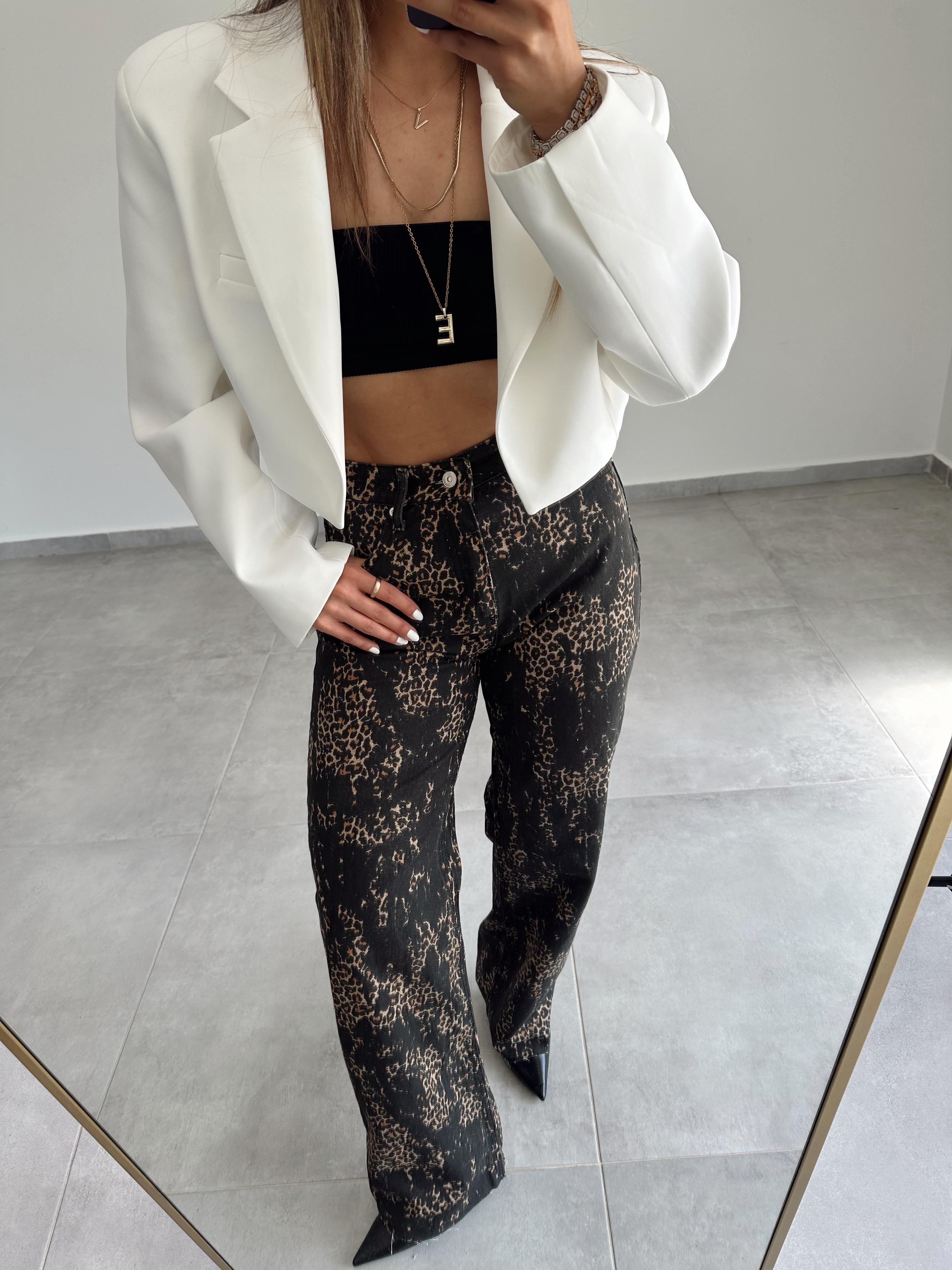 Vizon-Siyah Leopar Palazzo Jean