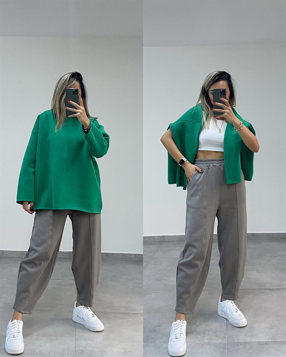 Yeşil İçi Şardonlu Sweatshirt