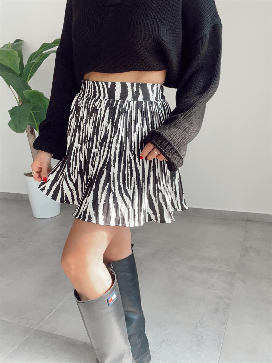 Zebra Desenli Şort Etek