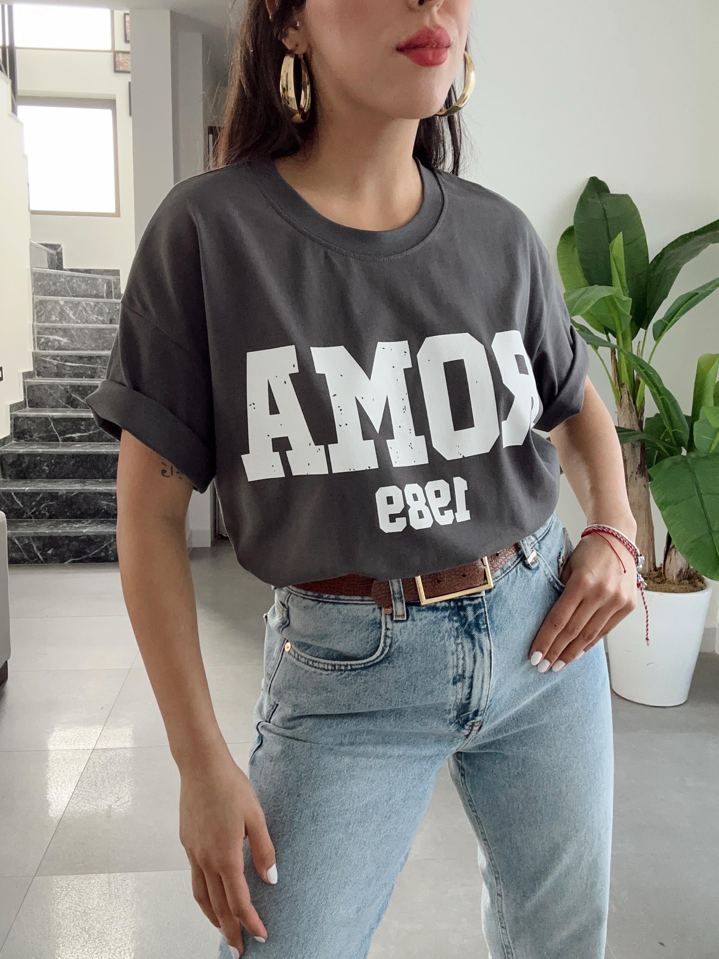 Zra Antrasit Roma Baskılı Tişört