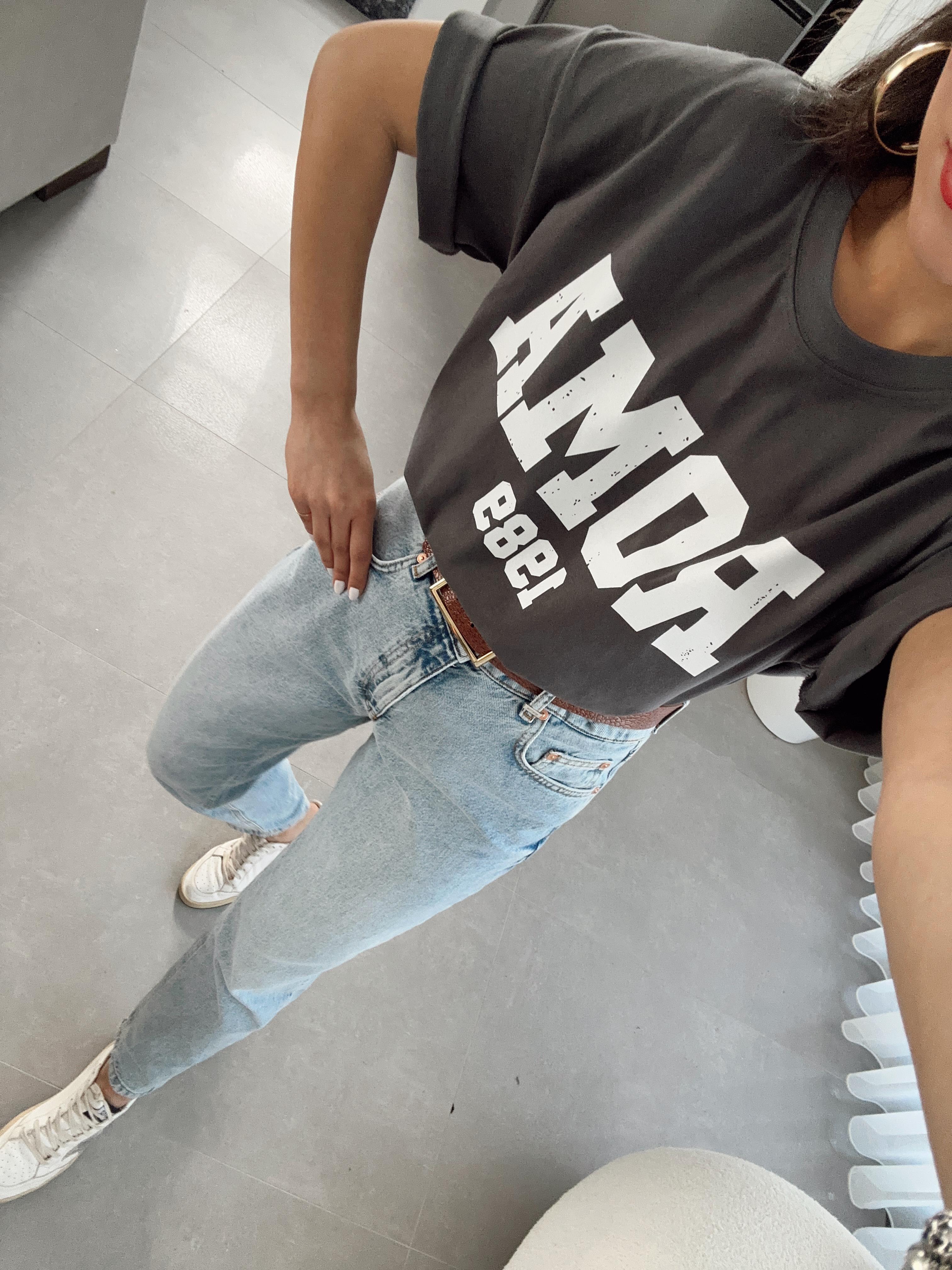 Zra Antrasit Roma Baskılı Tişört