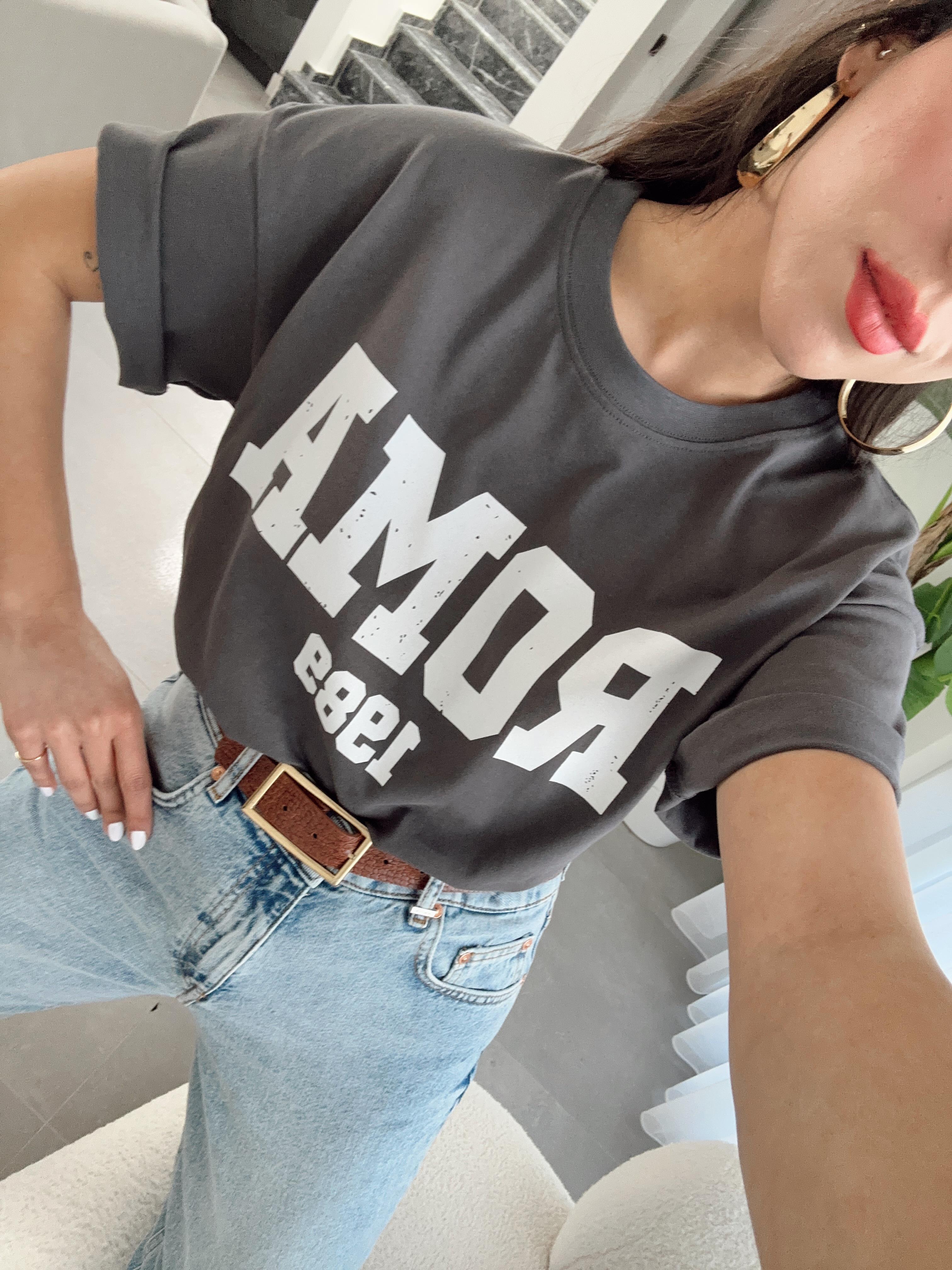 Zra Antrasit Roma Baskılı Tişört