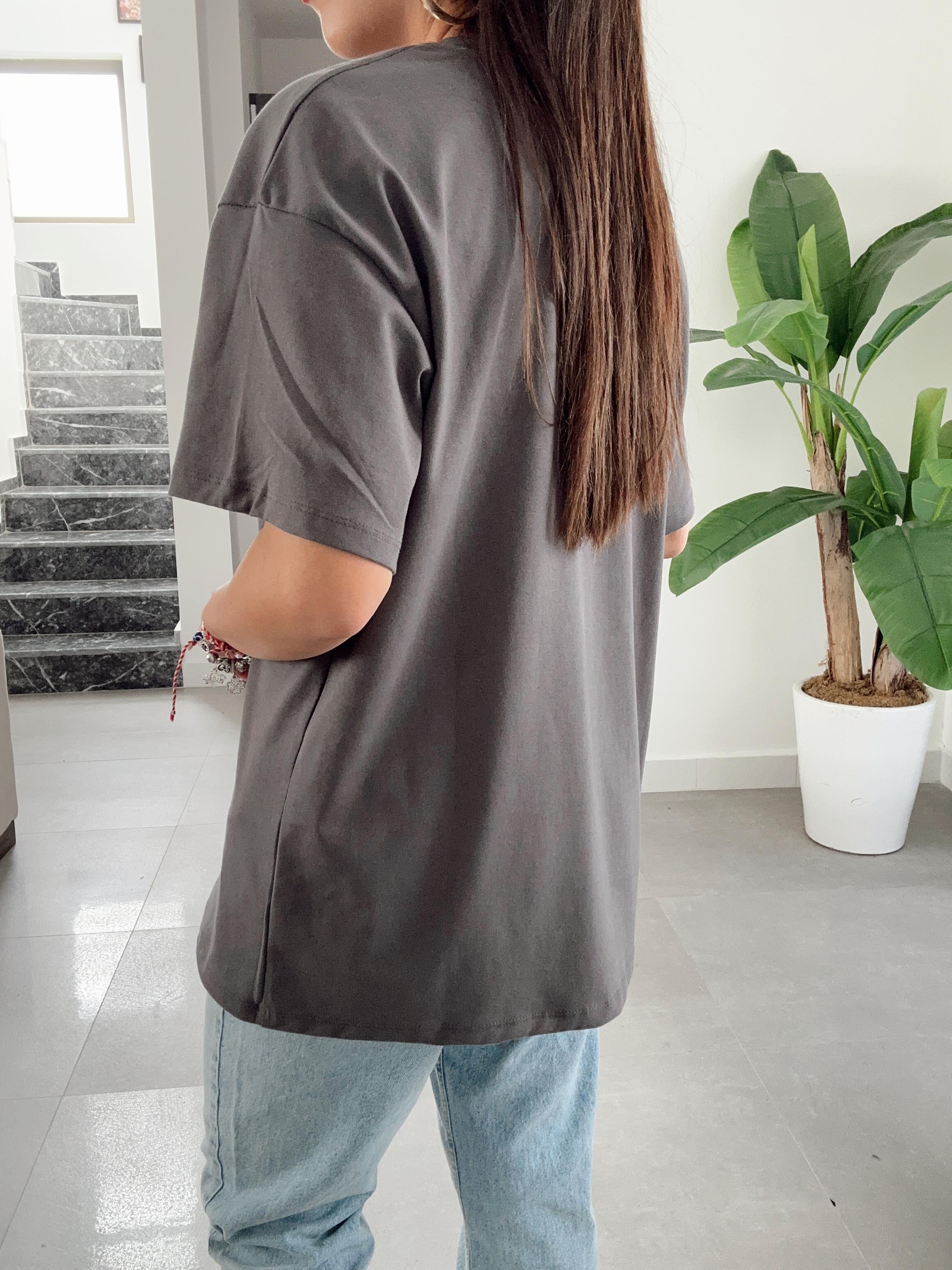 Zra Antrasit Roma Baskılı Tişört