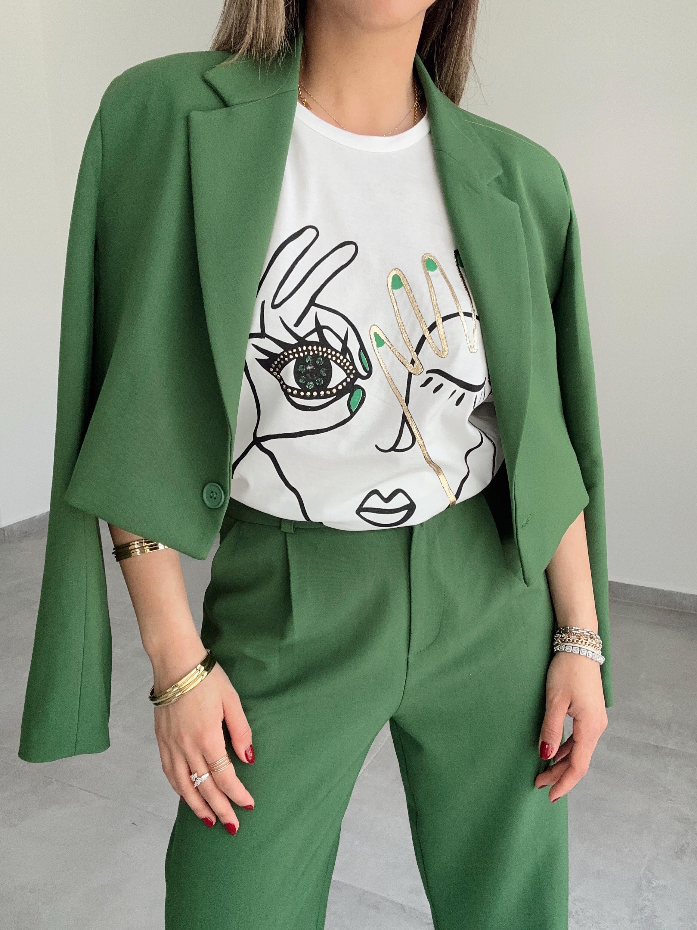 Zümrüt Yeşil Kısa Blazer Ceket