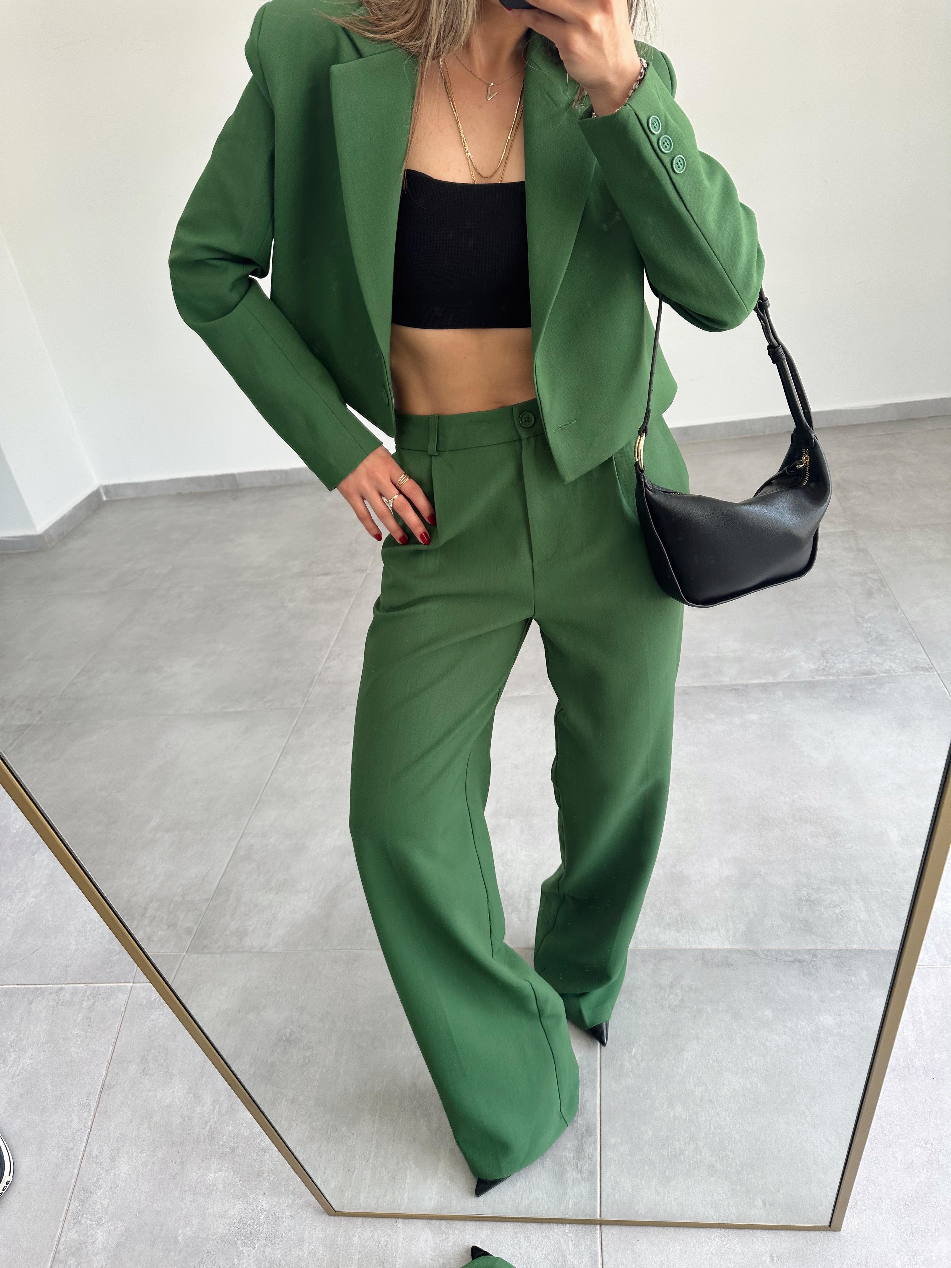 Zümrüt Yeşil Kısa Blazer Ceket