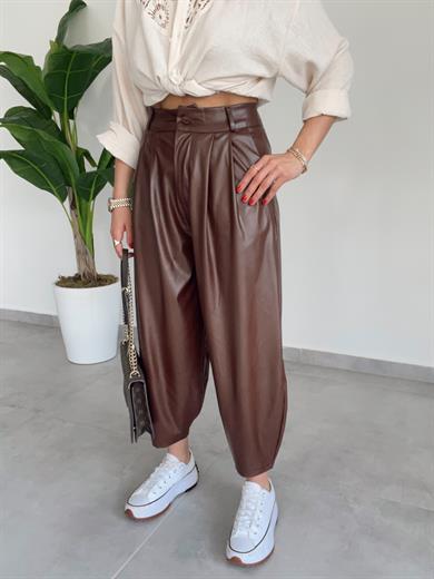 Acı Kahve Deri Şalvar Pantolon