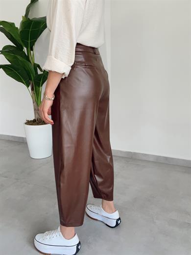 Acı Kahve Deri Şalvar Pantolon