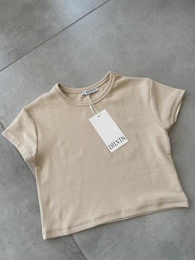 Açık Bej Vücuda Oturan Crop Top