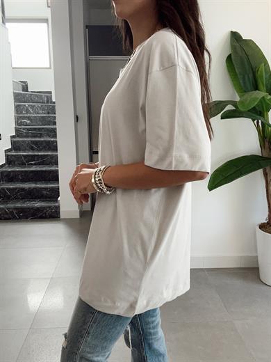Açık Gri V Yaka Oversize Tshirt