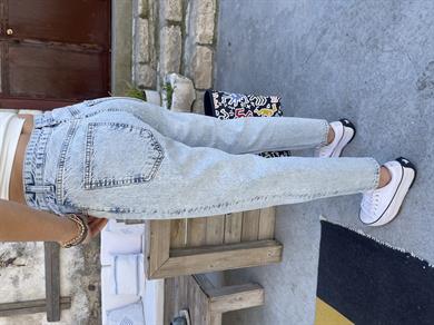 Açık Mavi Tek Dizi Yırtık Mom Jean