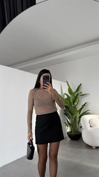 Açık Vizon Transparan Bluz