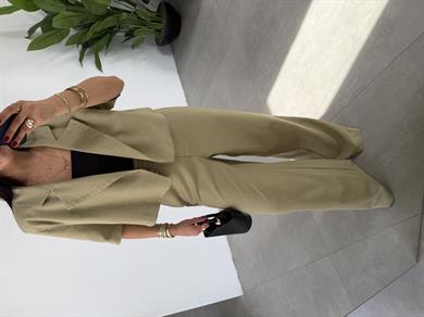 Adaçayı Bağcıklı Keten Karışımlı Pantolon