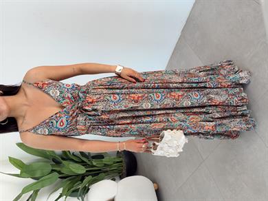 Alora Renkli Maxi Elbise