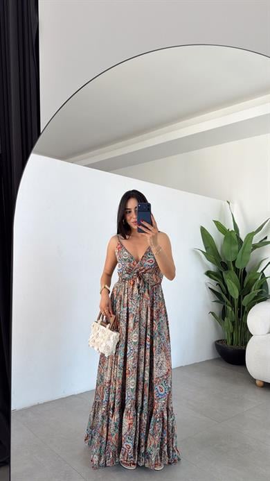 Alora Renkli Maxi Elbise
