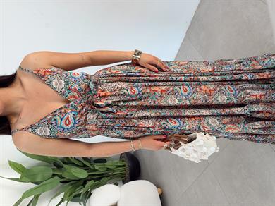 Alora Renkli Maxi Elbise
