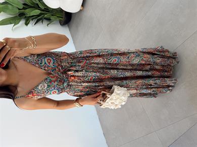 Alora Renkli Maxi Elbise