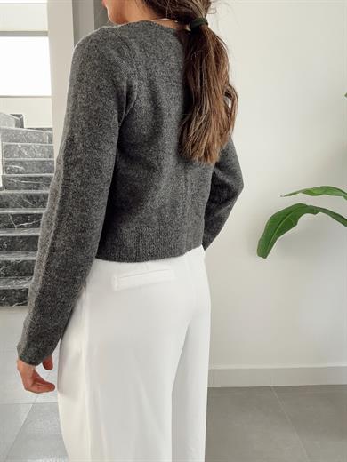 Antrasit Bağlama Detaylı Triko Hırka