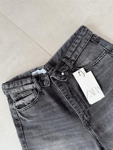 Antrasit Bel Detaylı Wideleg Jean