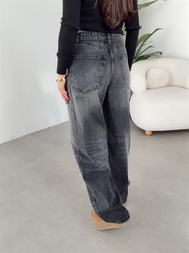 Antrasit Bel Detaylı Wideleg Jean