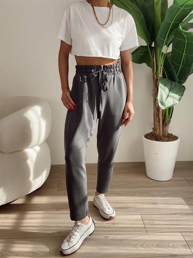 Antrasit Beli Lastikli Eşofman