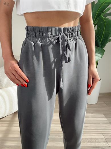 Antrasit Beli Lastikli Eşofman