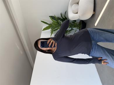 Antrasit Beliza Parmak Geçme Bisiklet Yaka Bluz