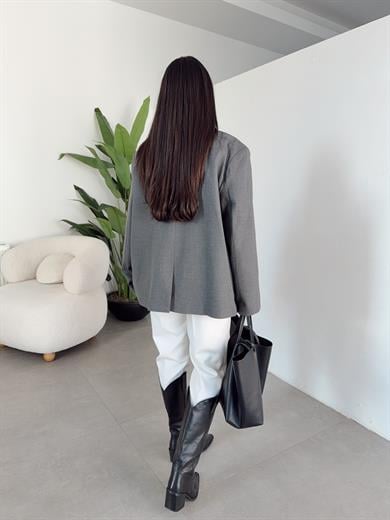 Antrasit Çift Düğmeli Poliviskon Ceket