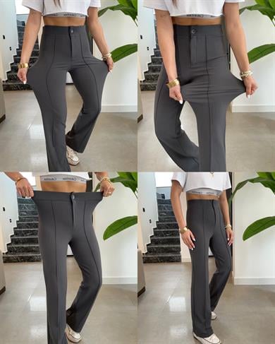 Antrasit Çimalı Palazzo Pantolon