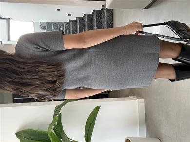 Antrasit Dikiş Detaylı Triko Elbise