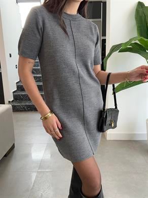 Antrasit Dikiş Detaylı Triko Elbise