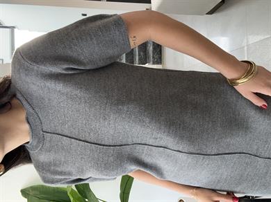 Antrasit Dikiş Detaylı Triko Elbise