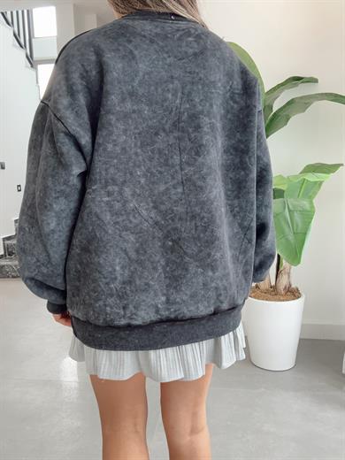 Antrasit Gri Varak Baskı Sweat