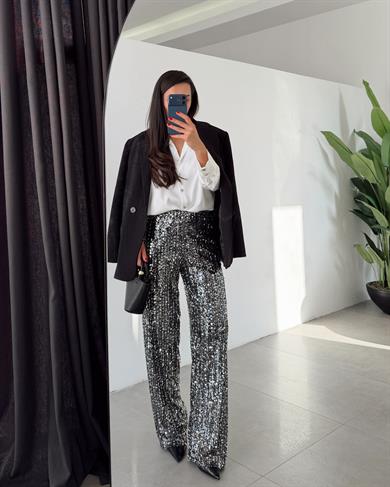 Antrasit Gümüş Payet Pantolon