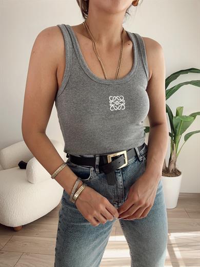 Antrasit Kare Nakışlı Atlet