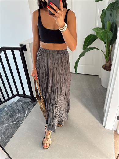 Antrasit Kırışık Etek