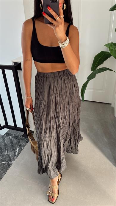 Antrasit Kırışık Etek