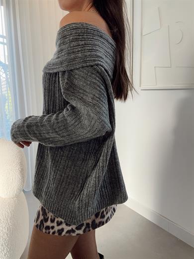 Antrasit Madonna Yaka Triko Kazak