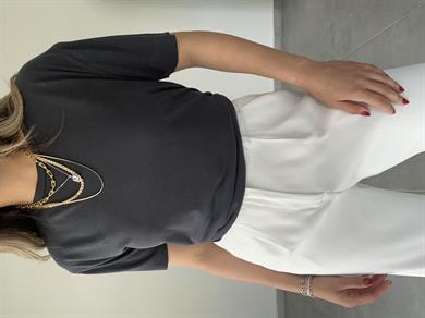 Antrasit Modal Kumaş Bisiklet Yaka Tişört