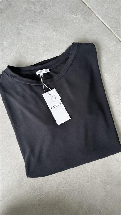 Antrasit Modal Kumaş Bisiklet Yaka Tişört