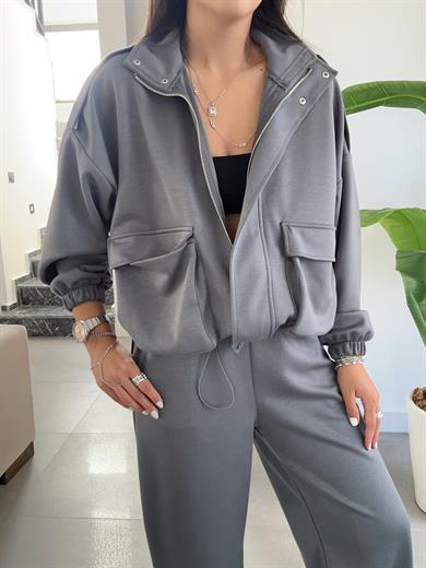 Antrasit Modal Kumaş Eşofman Takımı