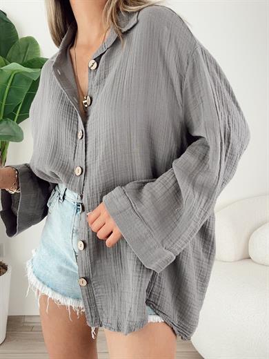 Antrasit Müslin Gömlek