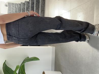 Antrasit Onl Yüksek Bel Bol Paça Jean Pantolon