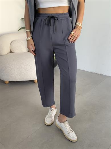 Antrasit Önü Çimalı Modal Eşofman Altı