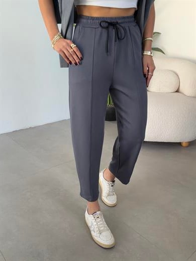 Antrasit Önü Çimalı Modal Eşofman Altı